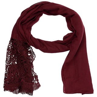 Designer Net Stole- Dark Maroon